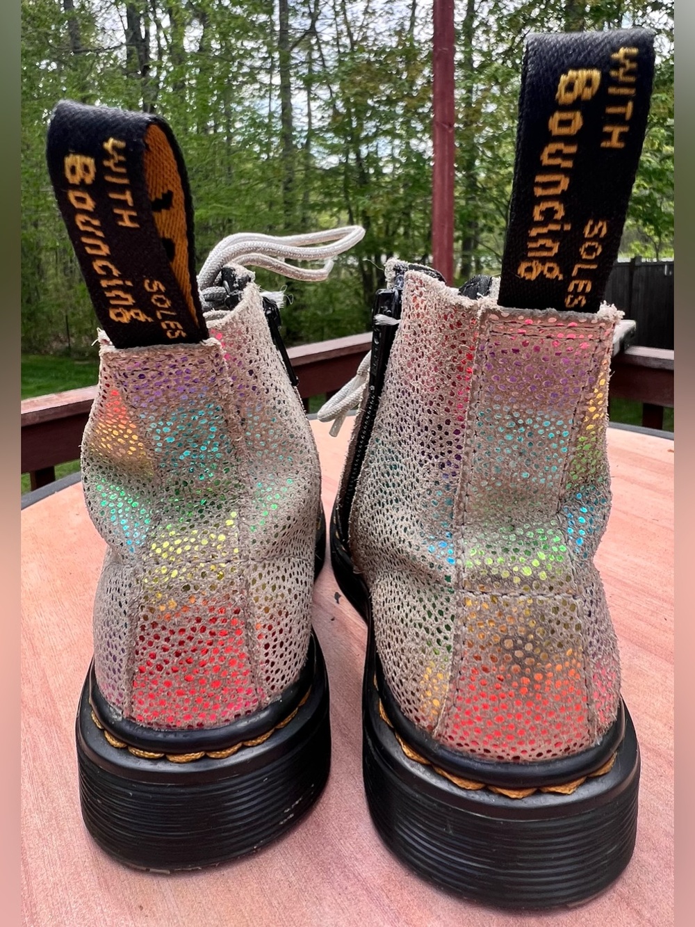 Dr Martens 1460 Pascal Iridescent Boots Rainbow Leather Toddler Kids Size US 7 - Picture 7 of 11